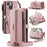 CASEME For iPhone 15 Case  C39 RFID Blocking Zipper Wallet Stand Leather Cover with Strap - Pink - 1