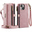 CASEME For iPhone 15 Case  C39 RFID Blocking Zipper Wallet Stand Leather Cover with Strap - Pink - 2