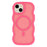 For iPhone 15 Case Compatible with MagSafe TPU + PC Phone Back Cover Skin Touch Wave Shape - Rose - 3