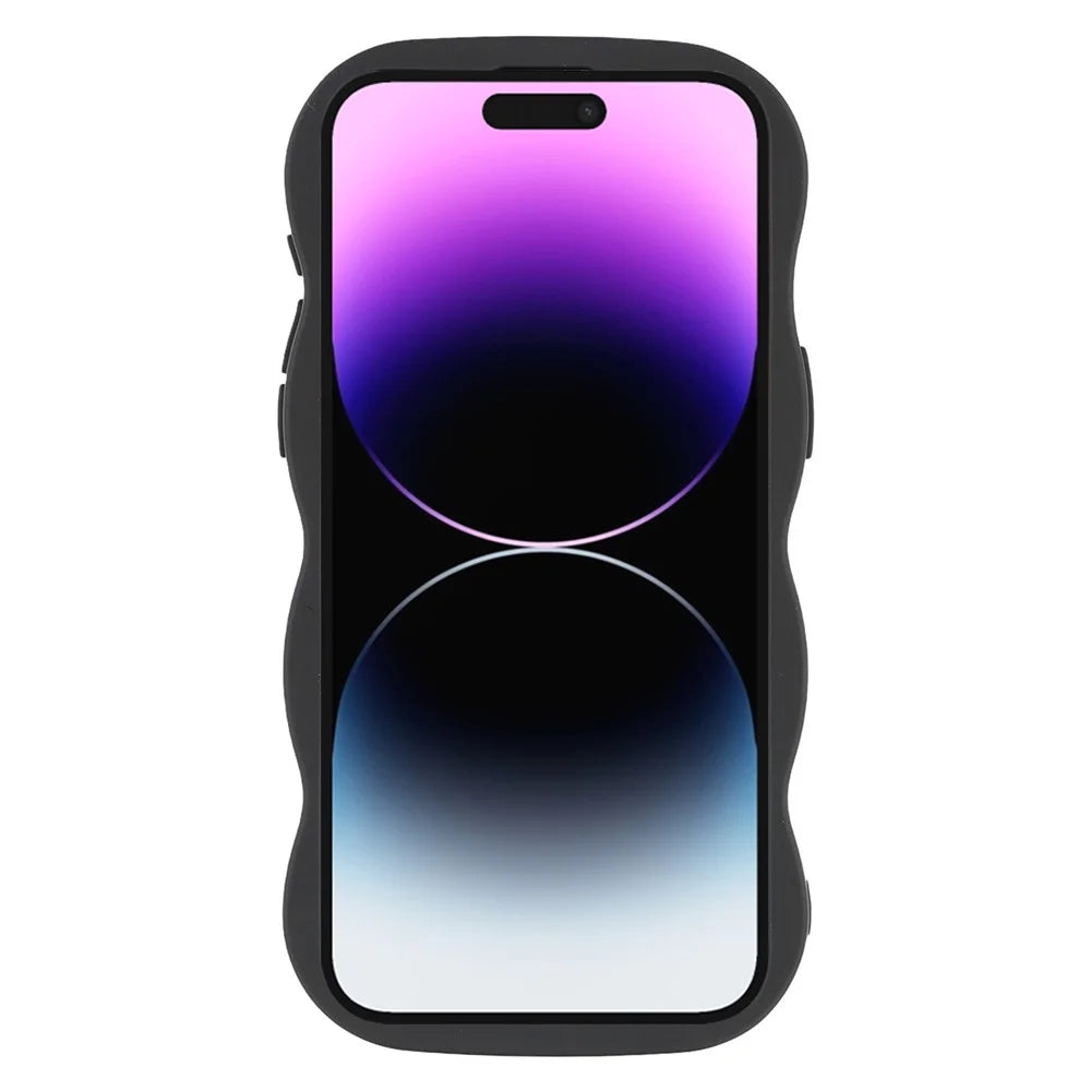 For iPhone 14 Pro Max Case Compatible with MagSafe TPU + PC Phone Back Cover Skin Touch Wave Shape - Black - 2