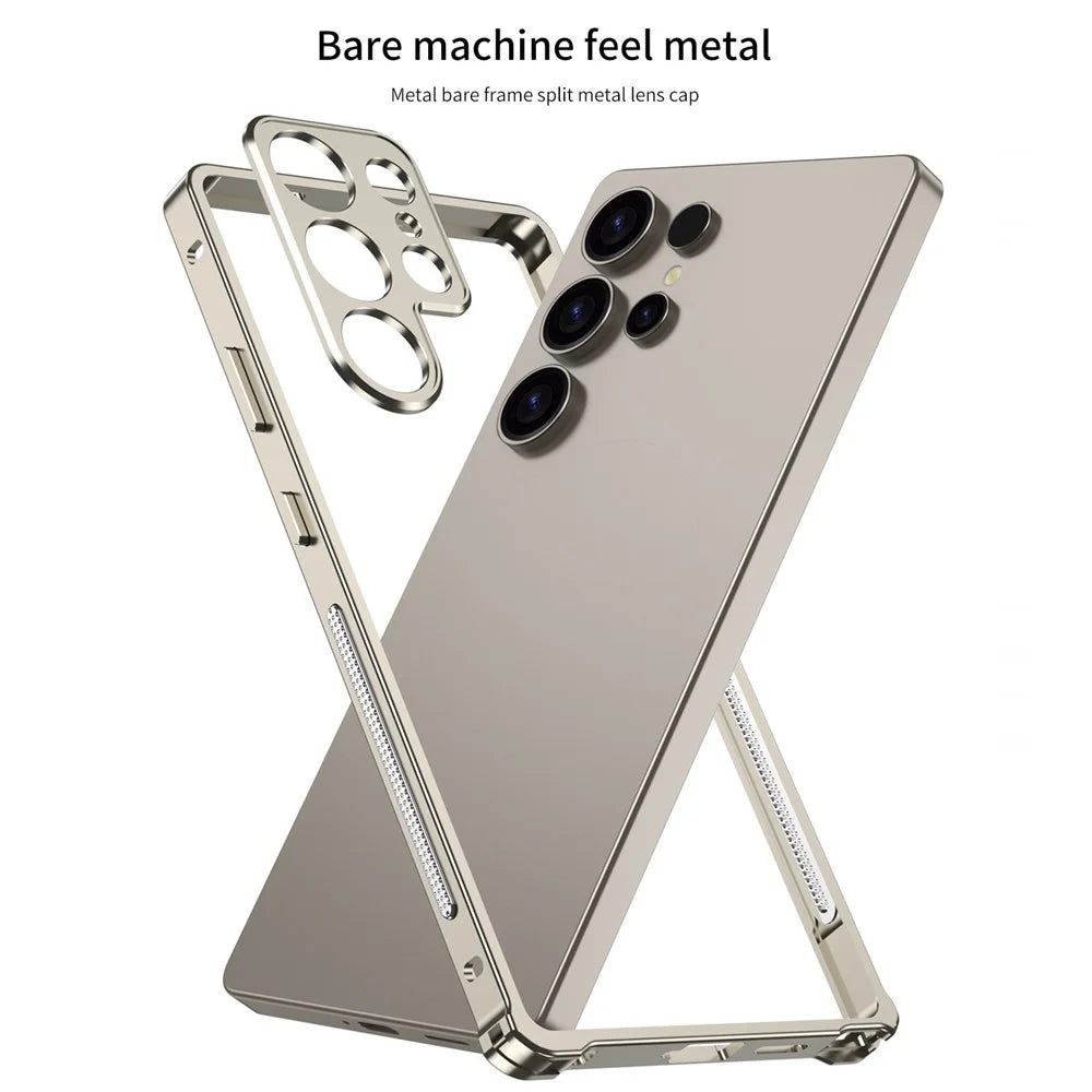 For Samsung Galaxy S25 Ultra Bumper Cases Metal Frame Heat Dissipation Cover with Camera Lens Protector - Black - 3