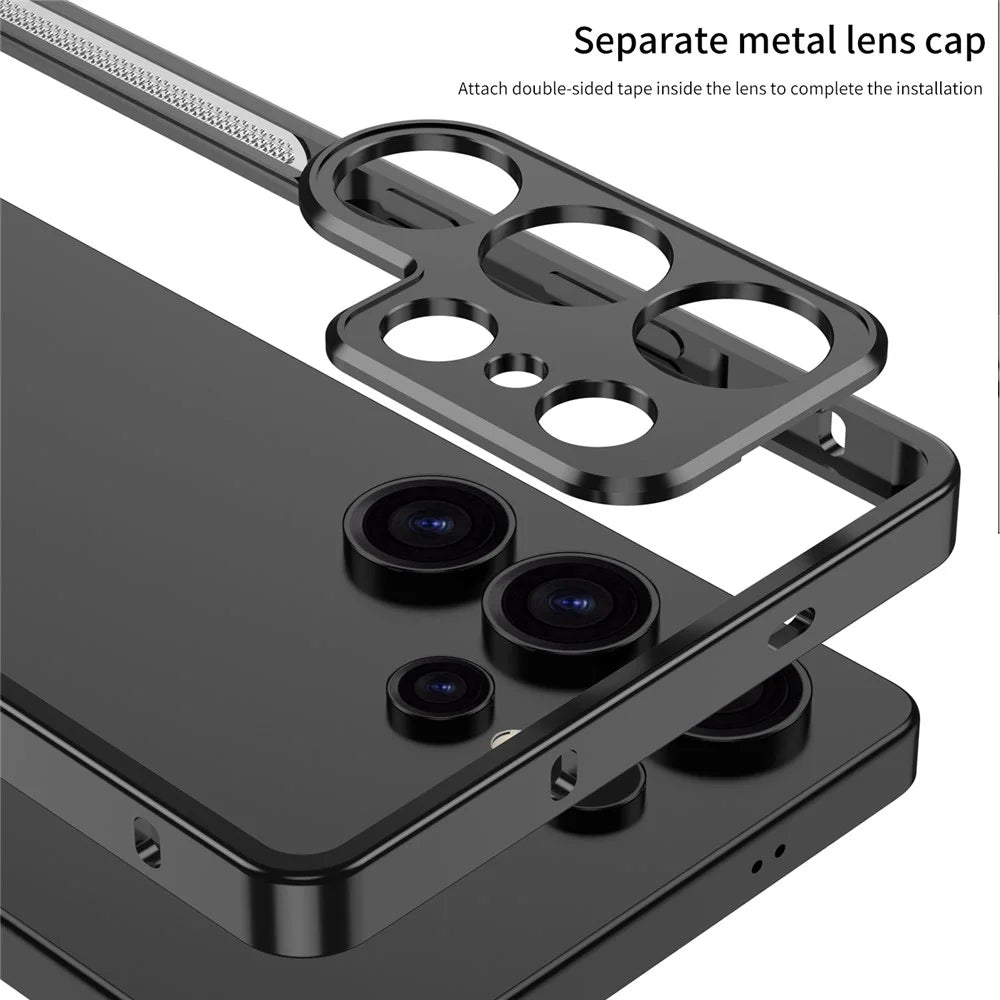 For Samsung Galaxy S25 Ultra Bumper Cases Metal Frame Heat Dissipation Cover with Camera Lens Protector - Black - 5