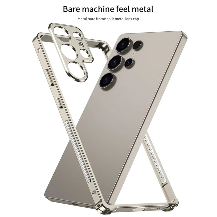For Samsung Galaxy S23 Ultra Bumper Cases Metal Frame Heat Dissipation Cover with Camera Lens Protector - Black - 3