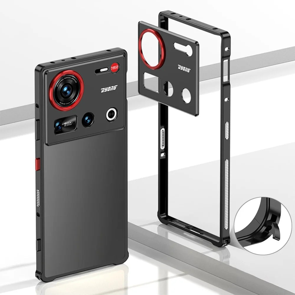 For ZTE nubia Z70 Ultra 5G Bumper Cases Metal Frame Heat Dissipation Cover with Camera Lens Protector - Black - 1
