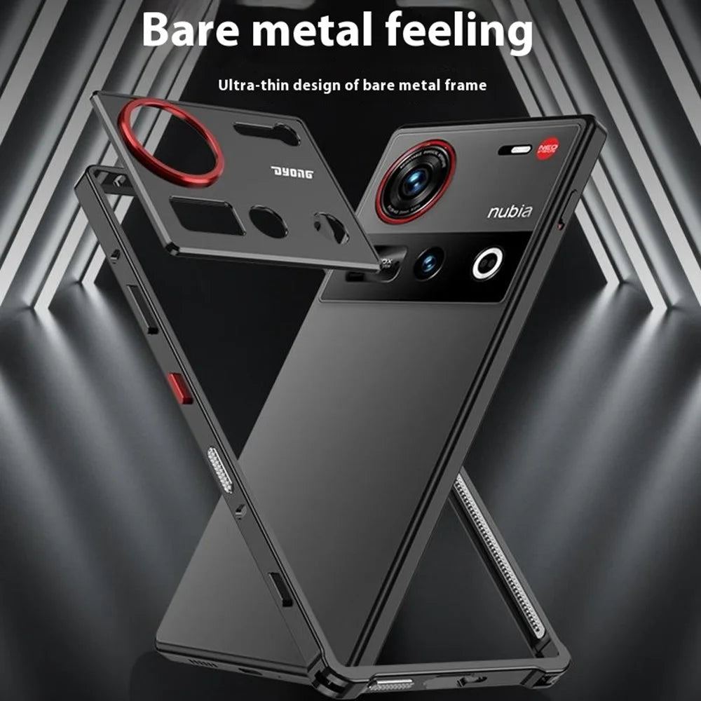 For ZTE nubia Z70 Ultra 5G Bumper Cases Metal Frame Heat Dissipation Cover with Camera Lens Protector - Black - 2