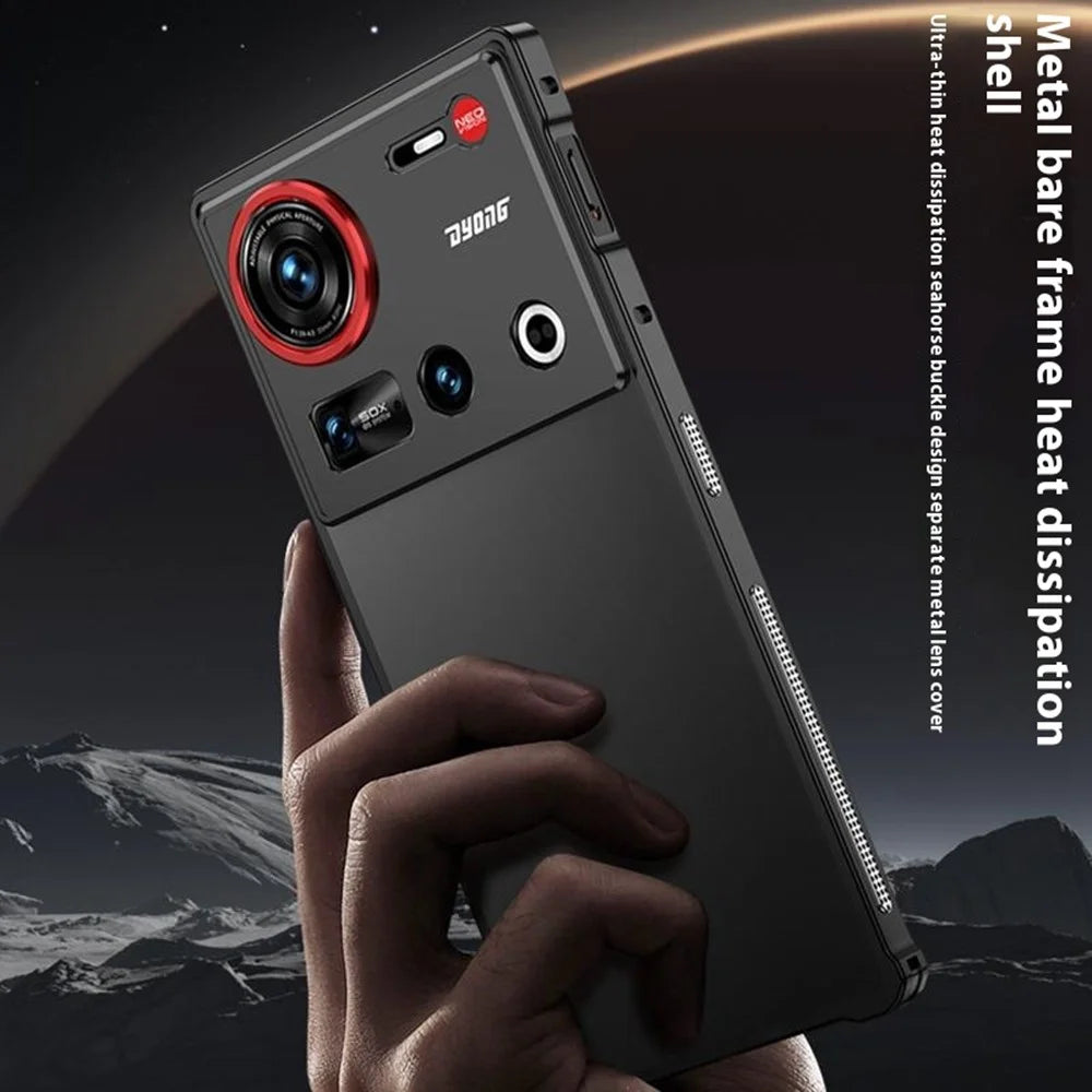 For ZTE nubia Z70 Ultra 5G Bumper Cases Metal Frame Heat Dissipation Cover with Camera Lens Protector - Black - 3