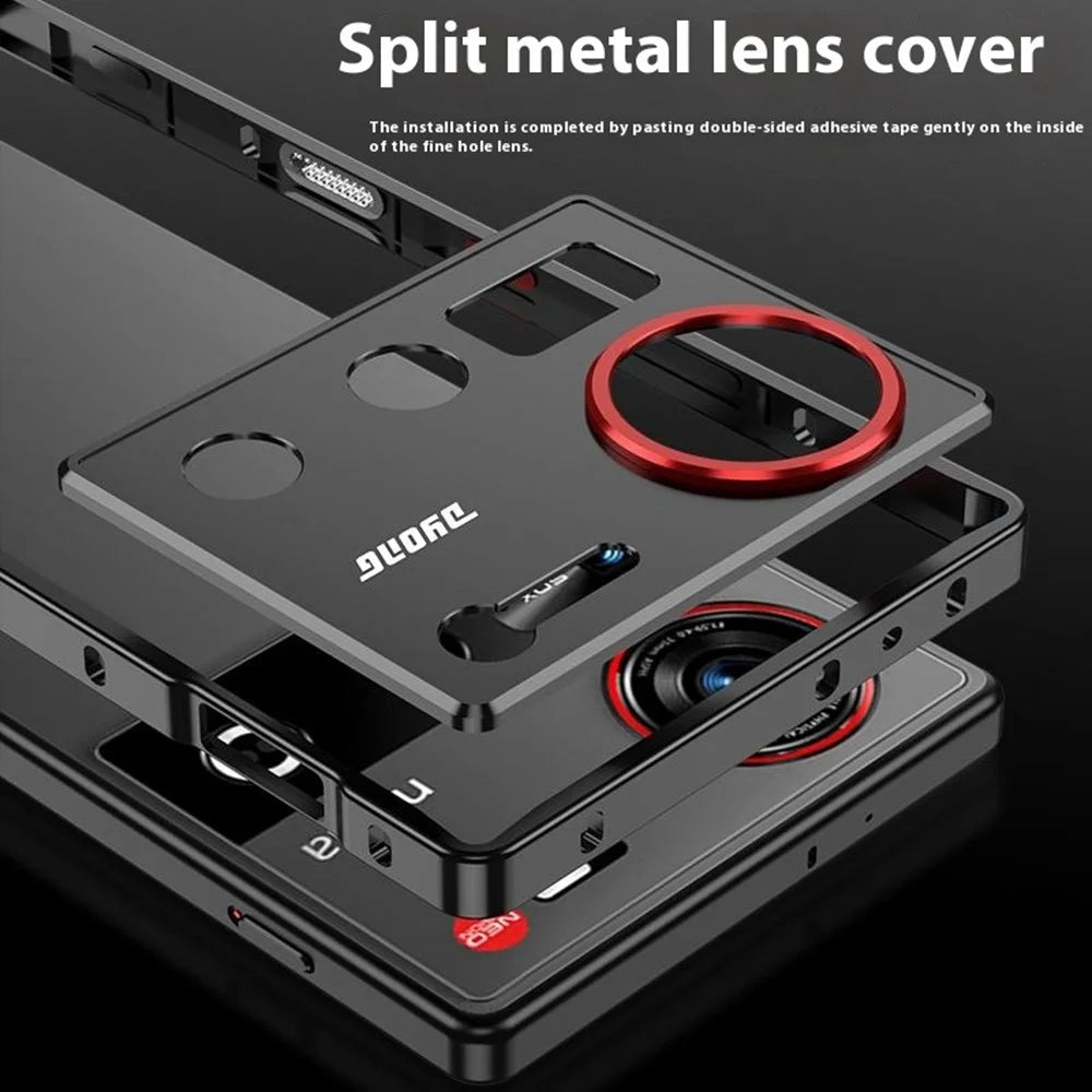 For ZTE nubia Z70 Ultra 5G Bumper Cases Metal Frame Heat Dissipation Cover with Camera Lens Protector - Black - 4