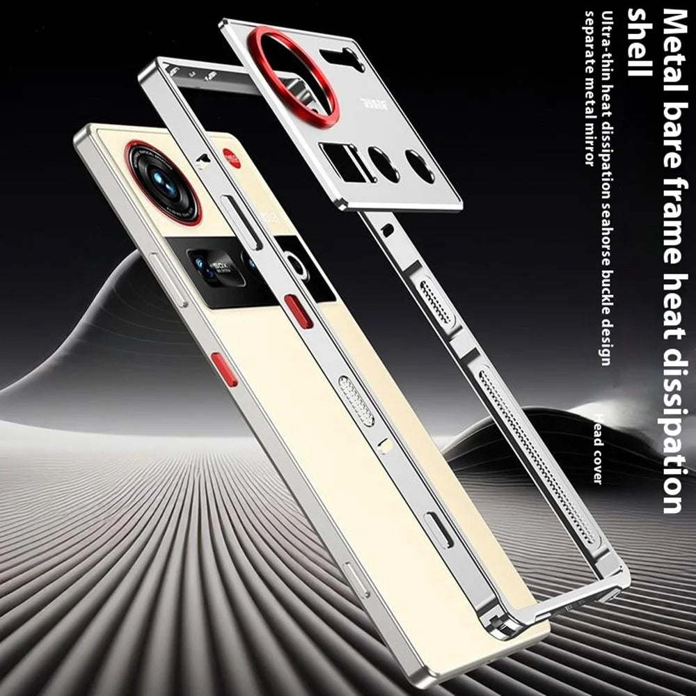 For ZTE nubia Z70 Ultra 5G Bumper Cases Metal Frame Heat Dissipation Cover with Camera Lens Protector - Black - 7