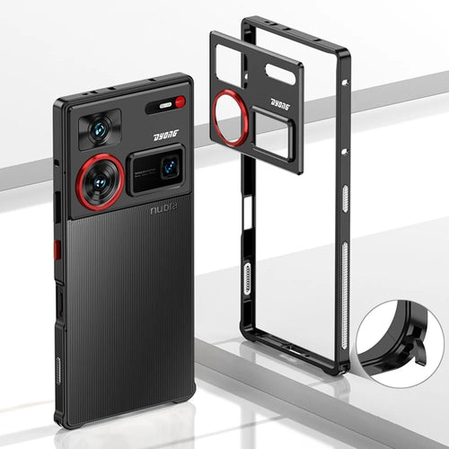 For ZTE nubia Z60 Ultra Bumper Cases Metal Frame Heat Dissipation Cover with Camera Lens Protector - Black - 1