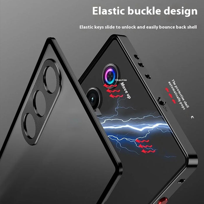 For ZTE nubia Redmagic 10 Air 5G Case Metal Frame Matte PC Back Phone Cover with Snap Button - Black - 3