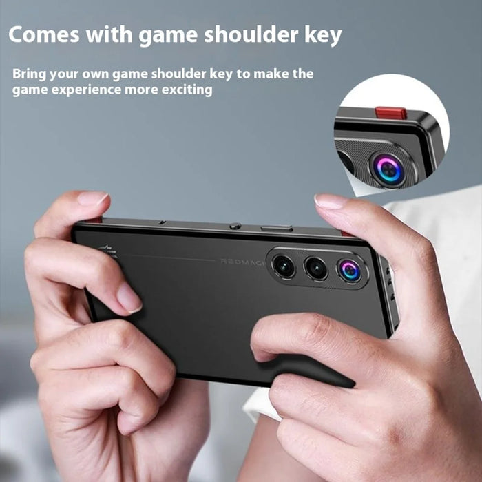 For ZTE nubia Redmagic 10 Air 5G Case Metal Frame Matte PC Back Phone Cover with Snap Button - Black - 5