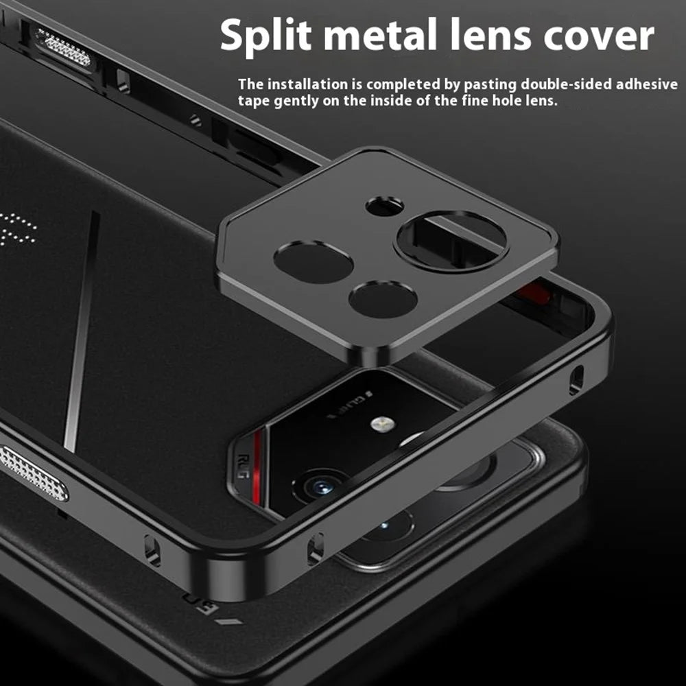For Asus ROG Phone 8 Pro 5G  /  Phone 8 5G Bumper Cases Metal Frame Heat Dissipation Cover with Camera Lens Protector - Black - 4