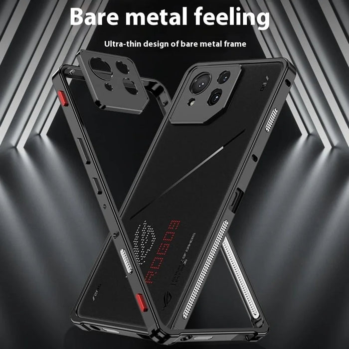 For Asus ROG Phone 9 Pro 5G  /  Phone 9 5G Bumper Cases Metal Frame Heat Dissipation Cover with Camera Lens Protector - Black - 2