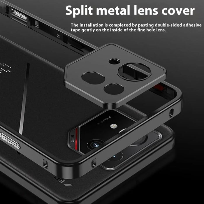 For Asus ROG Phone 9 Pro 5G  /  Phone 9 5G Bumper Cases Metal Frame Heat Dissipation Cover with Camera Lens Protector - Black - 5