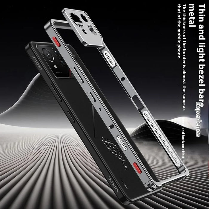 For Asus ROG Phone 9 Pro 5G  /  Phone 9 5G Bumper Cases Metal Frame Heat Dissipation Cover with Camera Lens Protector - Black - 7