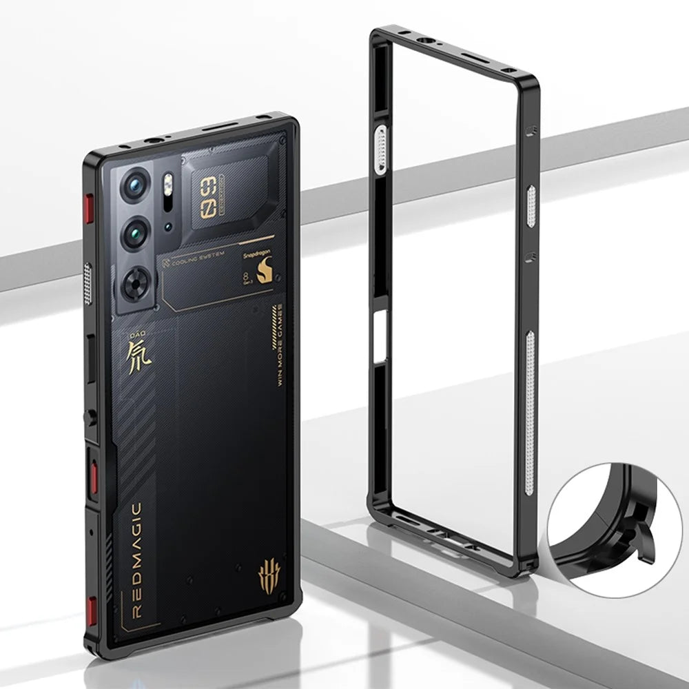 Bumper Cases For ZTE nubia Red Magic 9S Pro+ 5G  /  9S Pro 5G  /  9 Pro+ 5G  /  9 Pro 5G Metal Frame Heat Dissipation Cover with Lens Protector - Black - 1