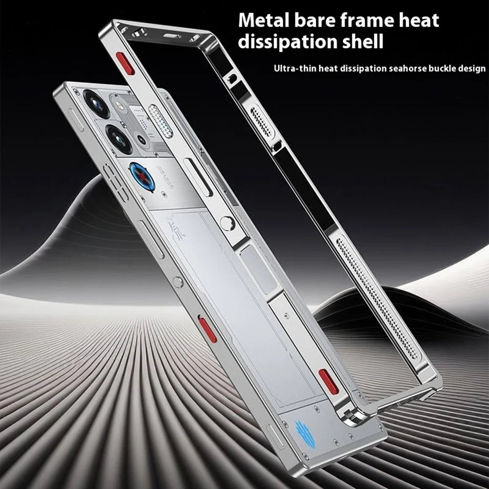 Bumper Cases For ZTE nubia Red Magic 9S Pro+ 5G  /  9S Pro 5G  /  9 Pro+ 5G  /  9 Pro 5G Metal Frame Heat Dissipation Cover with Lens Protector - Black - 6