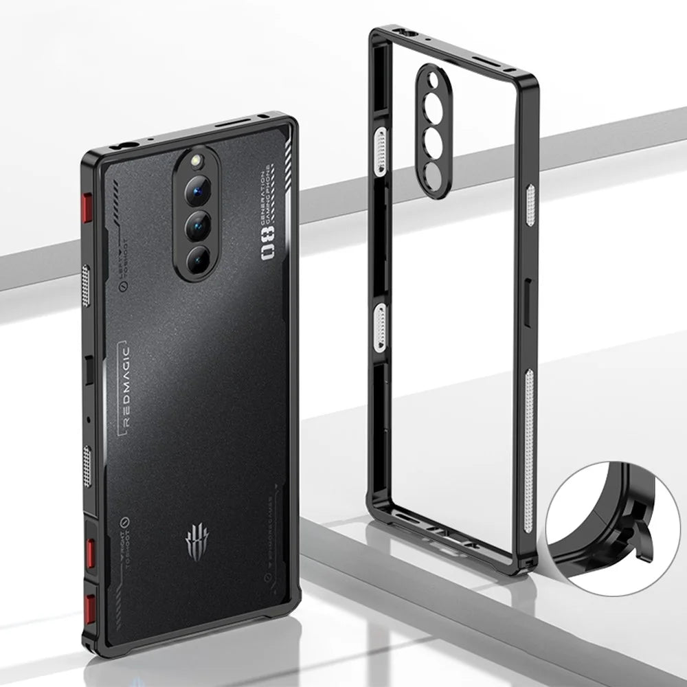 Bumper Cases For ZTE nubia Red Magic 8 Pro+ 5G  /  8 Pro 5G Metal Frame Heat Dissipation Cover with Lens Protector - Black - 1