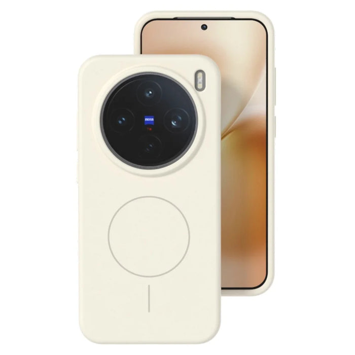 For vivo X200s 5G Liquid Silicone Magnetic Case Skin-Touch Phone Cover - White - 1