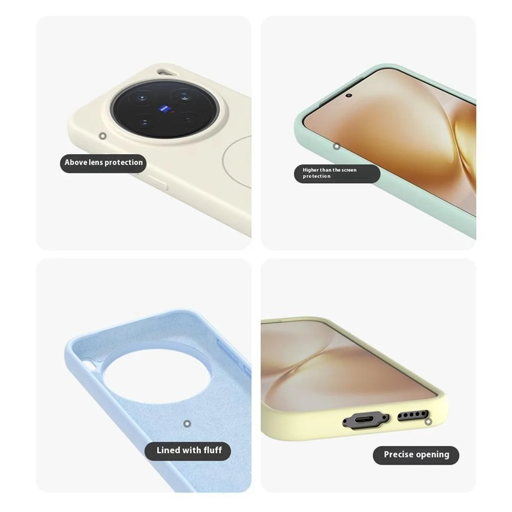 For vivo X200 Pro mini 5G Liquid Silicone Magnetic Case Skin-Touch Phone Cover - White - 7