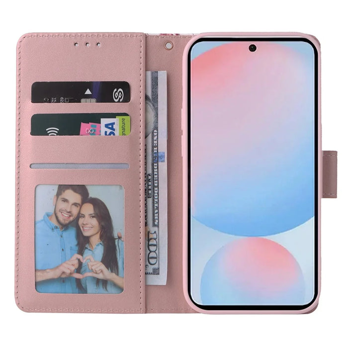 For Samsung Galaxy A36 5G Case Lacquered Marble Pattern Leather Phone Cover - Rose Gold - 2