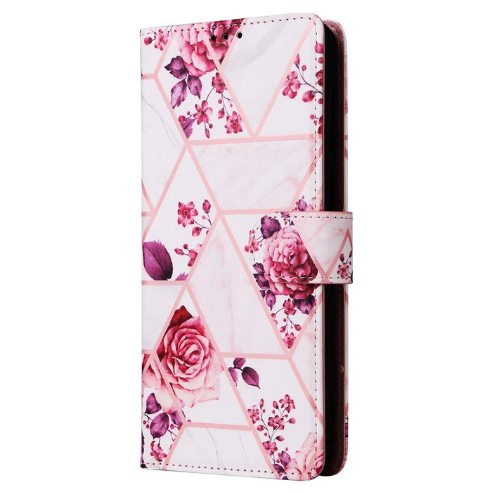 For Samsung Galaxy A36 5G Case Lacquered Marble Pattern Leather Phone Cover - Rose Gold - 7