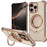 For iPhone 16 Pro Max Case PU Covered Metal Boardless Phone Back Cover with Kickstand - Desert Gold - 1