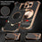 For iPhone 16 Pro Max Case Carbon Fiber Texture PU + Metal Boardless Phone Back Cover with Kickstand - Brown - 5