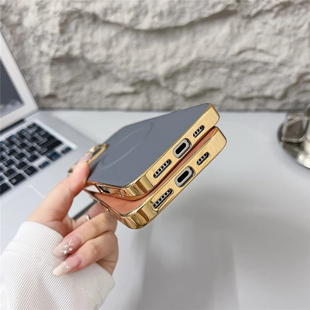 For iPhone 16 Pro Magnetic Case Nappa Texture PU + TPU + PC Phone Back Cover - Black - 4