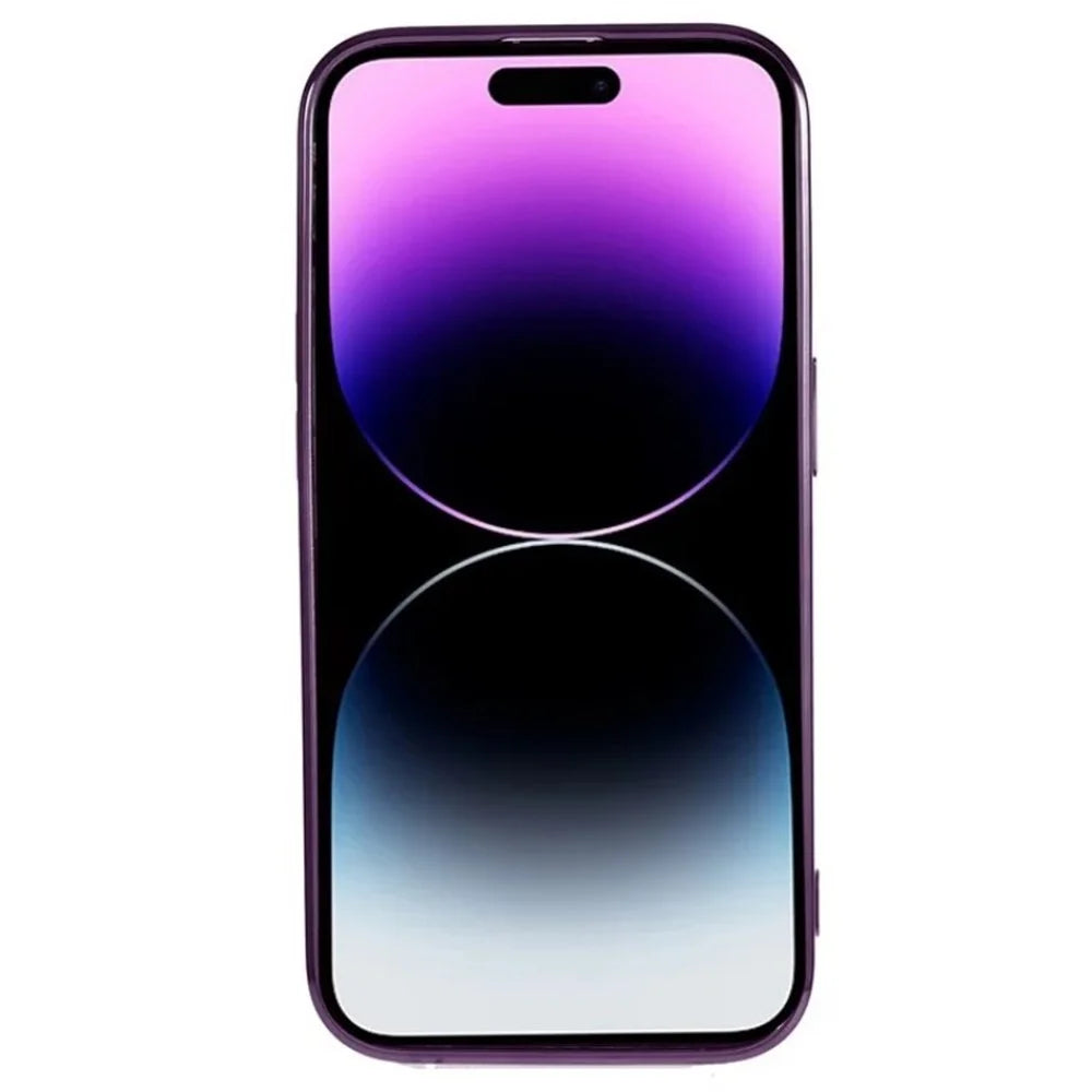 WANLONFENG For iPhone 15 Pro Max Magnetic Case  Full Protection Electroplated TPU Cover with Tempered Glass - Dark Purple - 2