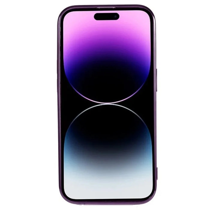 WANLONFENG For iPhone 11 Pro Magnetic Case  Full Protection Electroplated TPU Cover with Tempered Glass - Dark Purple - 2