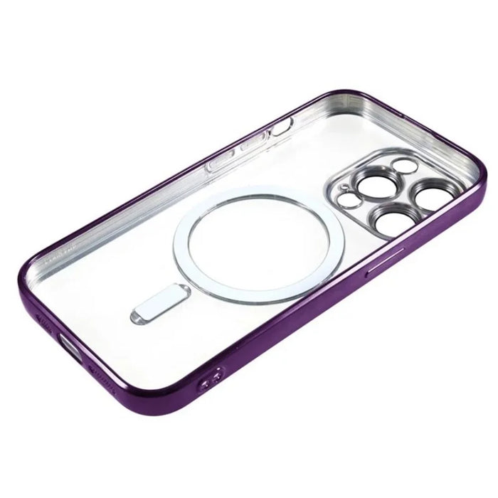 WANLONFENG For iPhone 11 Pro Magnetic Case  Full Protection Electroplated TPU Cover with Tempered Glass - Dark Purple - 4