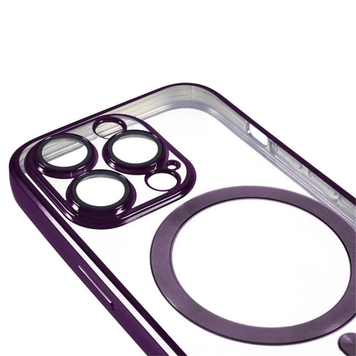 WANLONFENG For iPhone 11 Pro Magnetic Case  Full Protection Electroplated TPU Cover with Tempered Glass - Dark Purple - 5