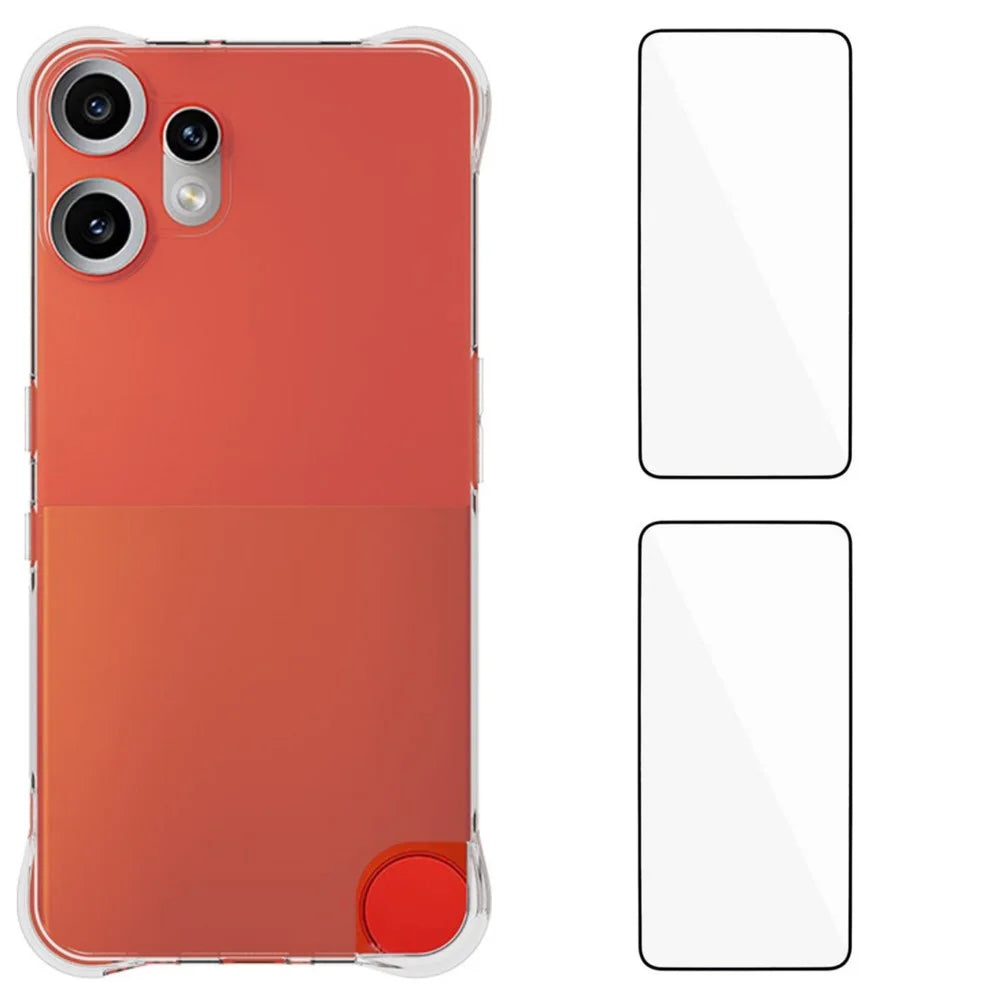 WANLONFENG For Nothing CMF Phone 2 Pro TPU Case  WL2 Series 2.0mm Phone Cover with 2Pcs Tempered Glass Films - Transparent - 1