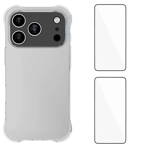 WANLONFENG For iPhone 17 Pro TPU Case  WL2 Series 2.0mm Phone Cover with 2Pcs Tempered Glass Films - Transparent - 1
