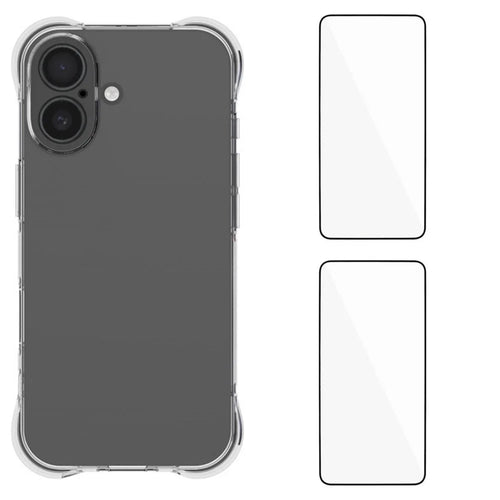 WANLONFENG For iPhone 17 TPU Case  WL2 Series 2.0mm Phone Cover with 2Pcs Tempered Glass Films - Transparent - 1