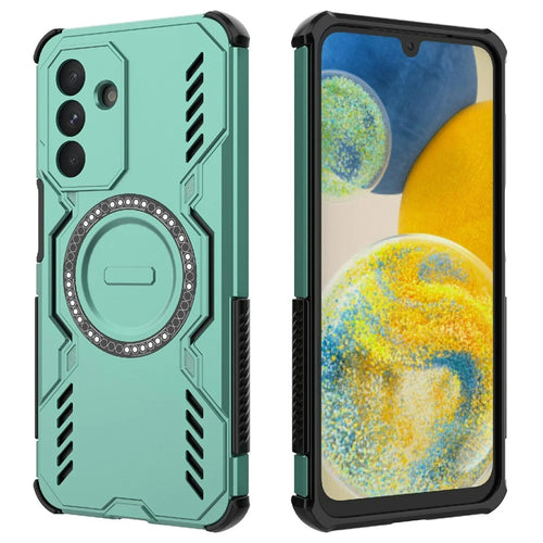 For Samsung Galaxy A26 5G Magnetic Case Butterfly Armor Hollow Heat Dissipation PC + TPU Phone Cover - Green - 1