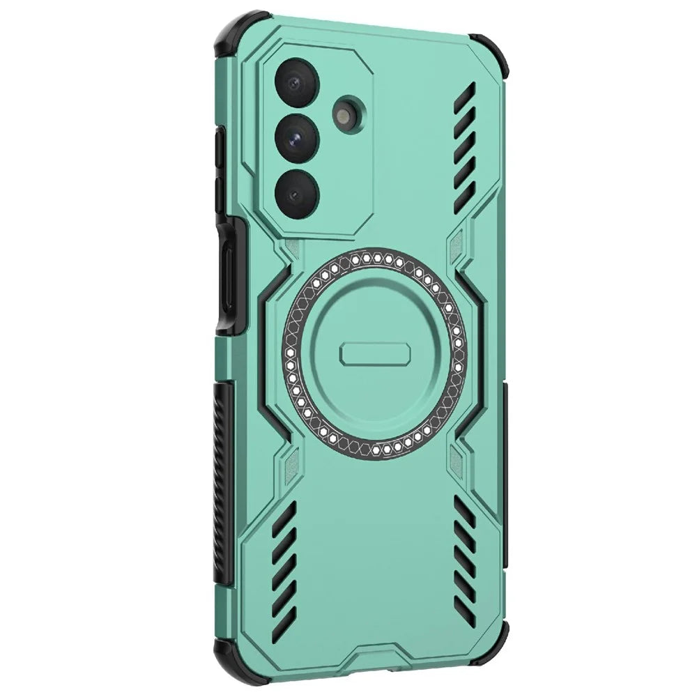 For Samsung Galaxy A26 5G Magnetic Case Butterfly Armor Hollow Heat Dissipation PC + TPU Phone Cover - Green - 2