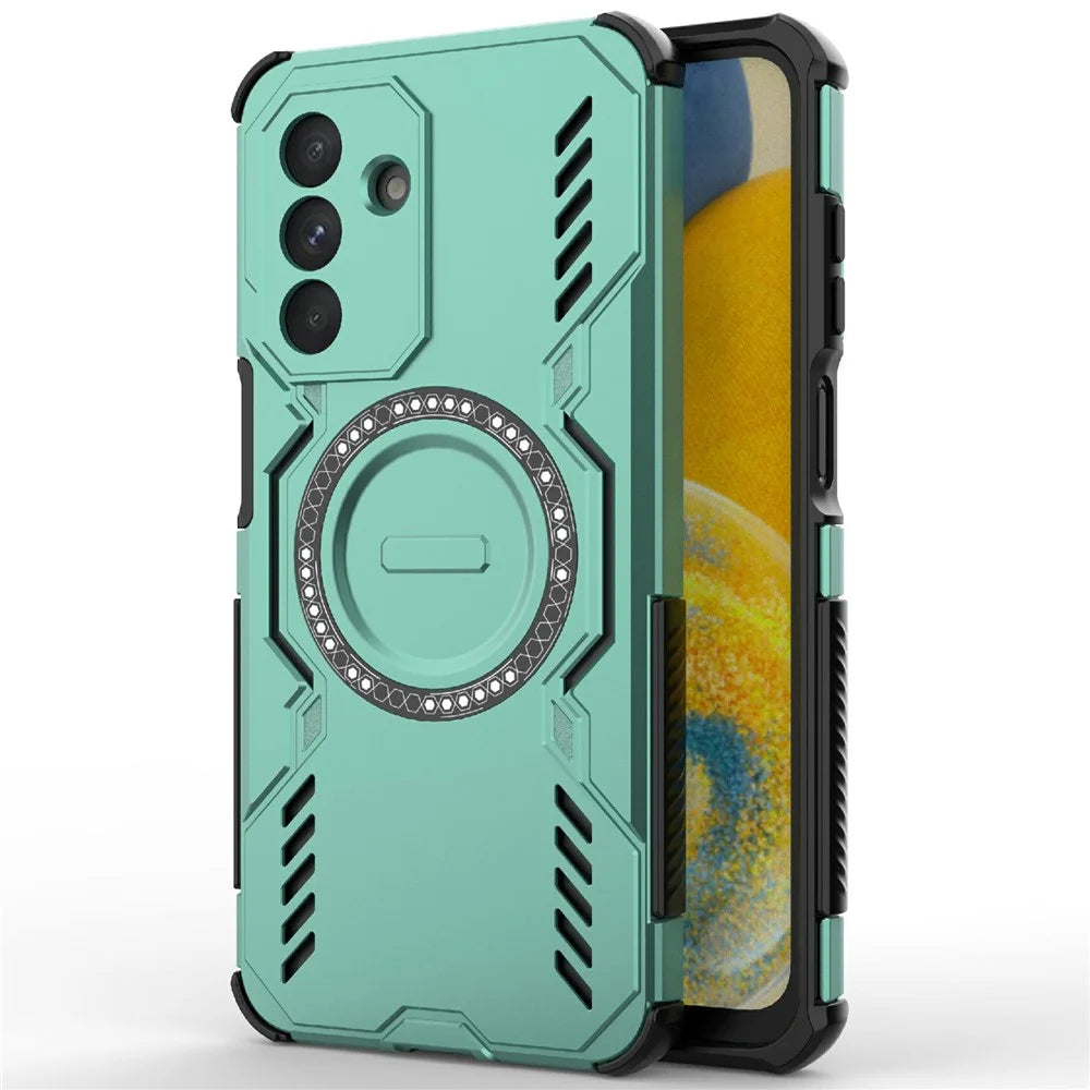 For Samsung Galaxy A26 5G Magnetic Case Butterfly Armor Hollow Heat Dissipation PC + TPU Phone Cover - Green - 3