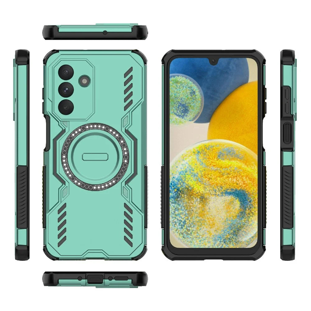 For Samsung Galaxy A26 5G Magnetic Case Butterfly Armor Hollow Heat Dissipation PC + TPU Phone Cover - Green - 4