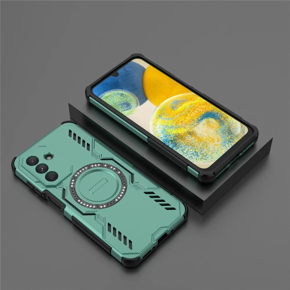 For Samsung Galaxy A26 5G Magnetic Case Butterfly Armor Hollow Heat Dissipation PC + TPU Phone Cover - Green - 5