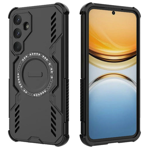 For Samsung Galaxy A55 5G Magnetic Case Butterfly Armor Hollow Heat Dissipation PC + TPU Phone Cover - Black - 1
