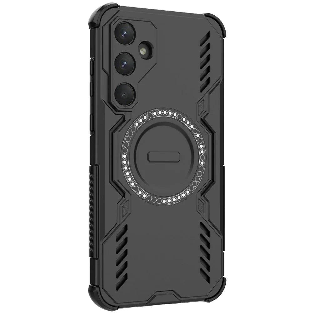 For Samsung Galaxy A55 5G Magnetic Case Butterfly Armor Hollow Heat Dissipation PC + TPU Phone Cover - Black - 2