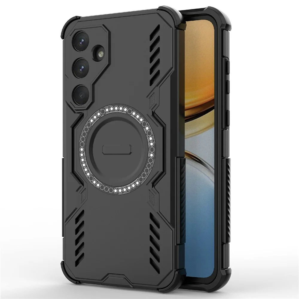 For Samsung Galaxy A55 5G Magnetic Case Butterfly Armor Hollow Heat Dissipation PC + TPU Phone Cover - Black - 3
