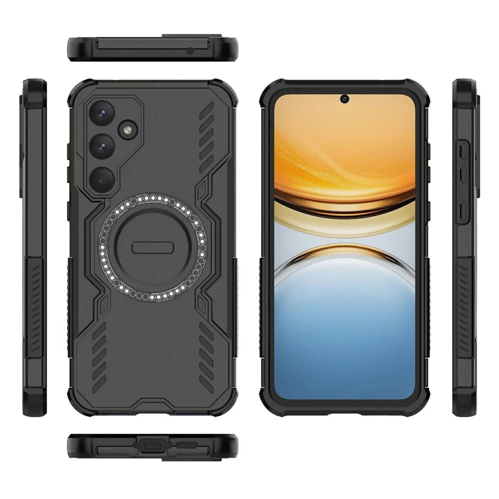 For Samsung Galaxy A55 5G Magnetic Case Butterfly Armor Hollow Heat Dissipation PC + TPU Phone Cover - Black - 4