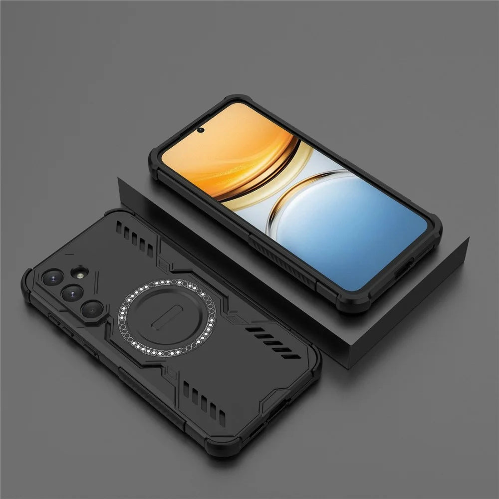 For Samsung Galaxy A55 5G Magnetic Case Butterfly Armor Hollow Heat Dissipation PC + TPU Phone Cover - Black - 5