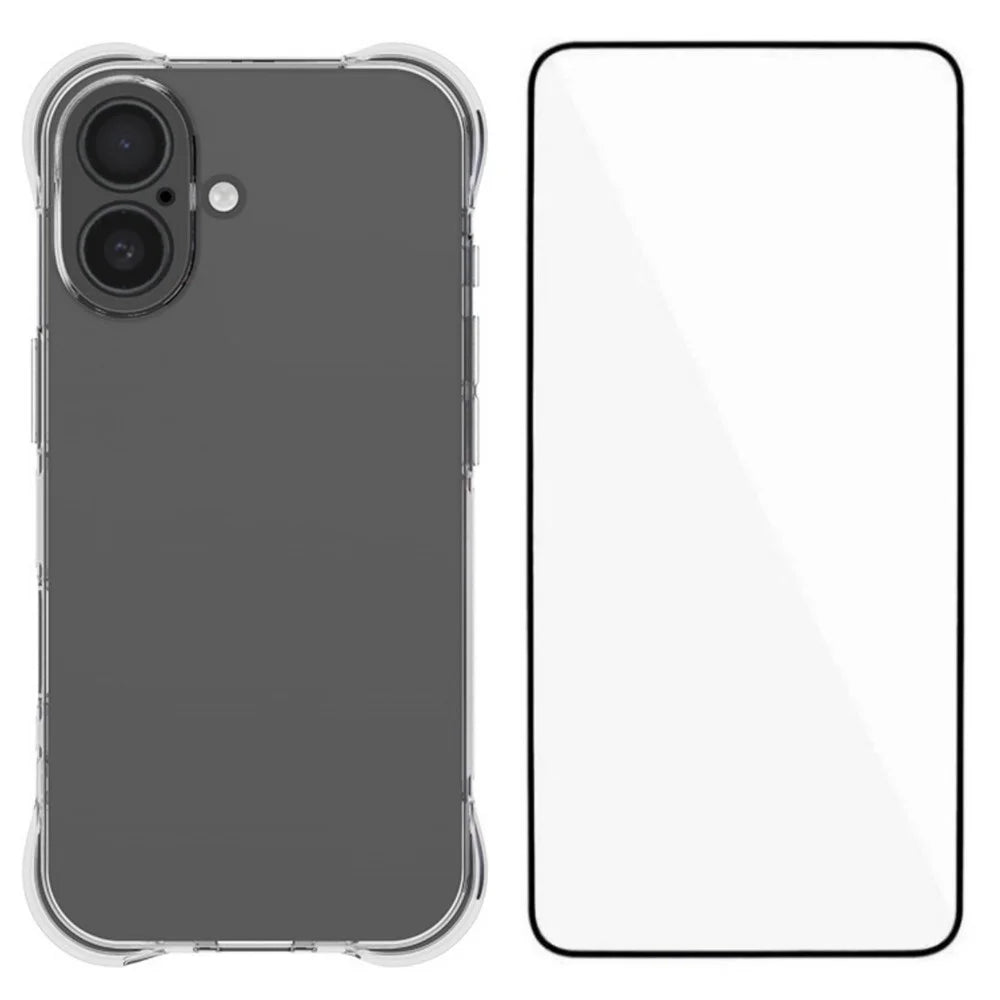 WANLONFENG For iPhone 17 Case  WL Series 2.0mm TPU Phone Cover with Tempered Glass Film - Transparent - 1