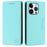For iPhone 15 Pro Leather Case RINACASIS RC01 Phone Cover with RFID Blocking Wallet Stand - Mint Green - 1