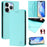 For iPhone 15 Pro Leather Case RINACASIS RC01 Phone Cover with RFID Blocking Wallet Stand - Mint Green - 2