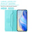 For iPhone 16 Leather Case RINACASIS RC01 Phone Cover with RFID Blocking Wallet Stand - Mint Green - 7